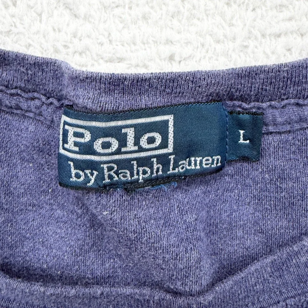 Vintage Polo Ralph‎ Lauren Mens Long Sleeve Striped T-Shirt Blue Crew Neck Large